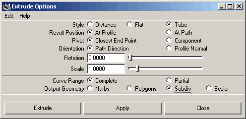 Extruding geometry along a curve